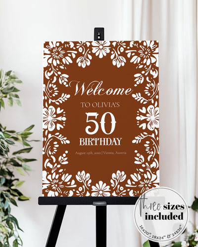 Cielito Lindo Birthday Welcome Sign Template, Brown Mexican Fiesta Party Entrance Sign 001BR-WLCM - marryful.org