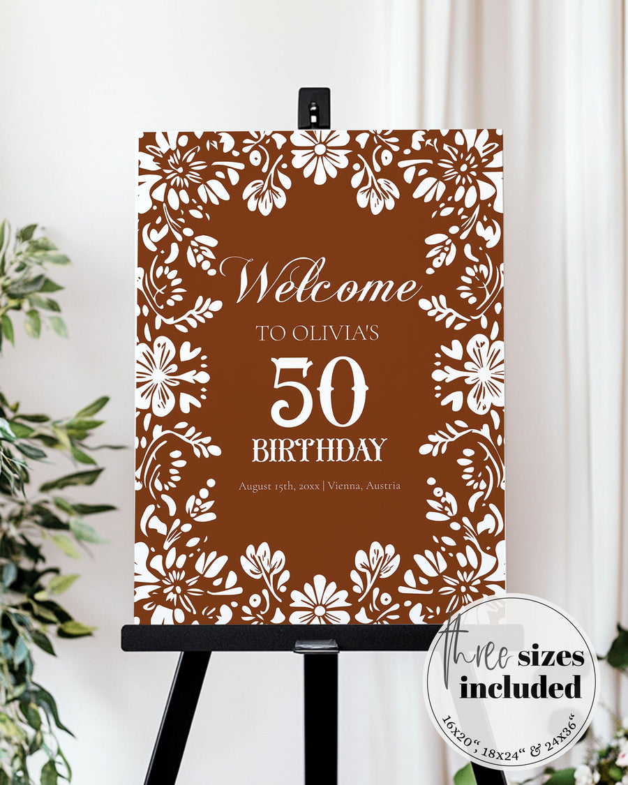 Cielito Lindo Birthday Welcome Sign Template, Brown Mexican Fiesta Party Entrance Sign 001BR-WLCM - marryful.org