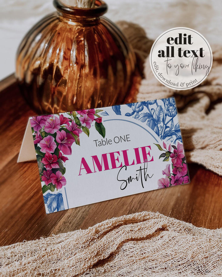 Dancing Queen Place Cards She found her Honey Disco Bridal Blue Pink Food Labels for Mediterranean Mama Blue Pink Printable Template #072 - TheLovebirdsDesign