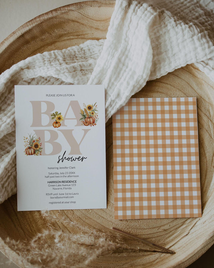Little Pumpkin Baby Shower Invitation Fall Pumpkin Baby Shower Invite Template Autumn Baby shower Pumpkin Themed Party Decorations #007 - TheLovebirdsDesign