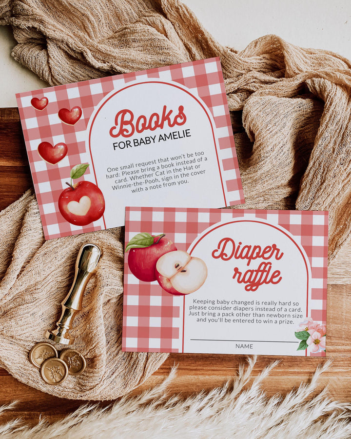 Apple Baby Shower Invitation, Apple of our Eye Autumn Baby Shower Invite Bundle, Editable Fall Diaper Raffle Books for Baby Template #068 - TheLovebirdsDesign