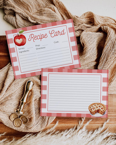 Apple of Our Eye Recipe Card, Red Gingham Fall Bridal Shower Activity 092AP-RECA - marryful.org
