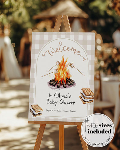 Smores Theme Welcome Sign Template Decor for Camping Birthday Summer Party Outdoor Sleepover or Firepit Birthday Printable Welcome Sign #068 - TheLovebirdsDesign