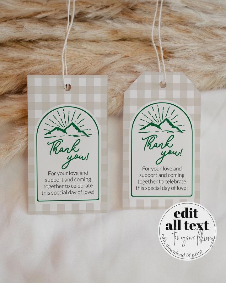 Camping Guest Gift Bag Sticker Label Tag Template Happy Camper Party Decor Cupcake Topper Editable Summer Camp Birthday Stickers #072 - TheLovebirdsDesign