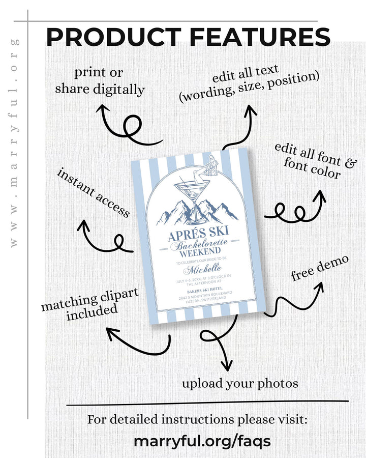 Winter Apres Ski Bar Menu Sign for Winter Cocktails Bar or Snowflake Signature Drinks Sign Mountain Ski Party Theme Decor Template #072 - TheLovebirdsDesign