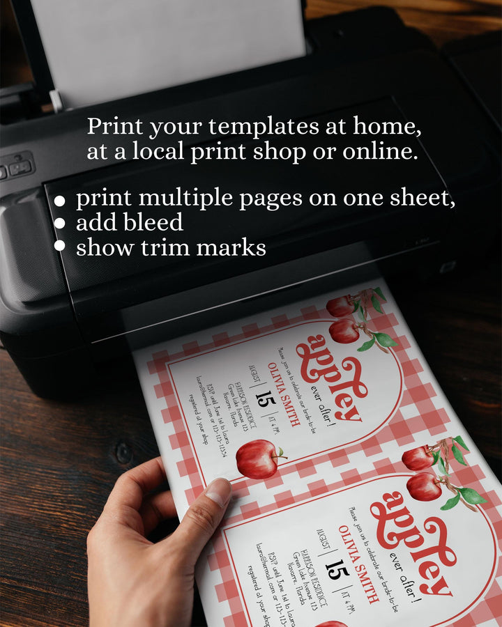 Apple Cider Bar Sign Printable Red Gingham Fall Decor Appley Ever After Bridal Party or Baby Shower Sign Apple Theme Decor Template #068 - TheLovebirdsDesign