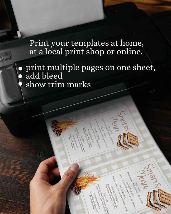 Smores Bar Menu Sign Printable Smores Station Sign for Camping Outdoor or Sleepover Party Camping Bonfire Birthday Sign Template #068 - TheLovebirdsDesign