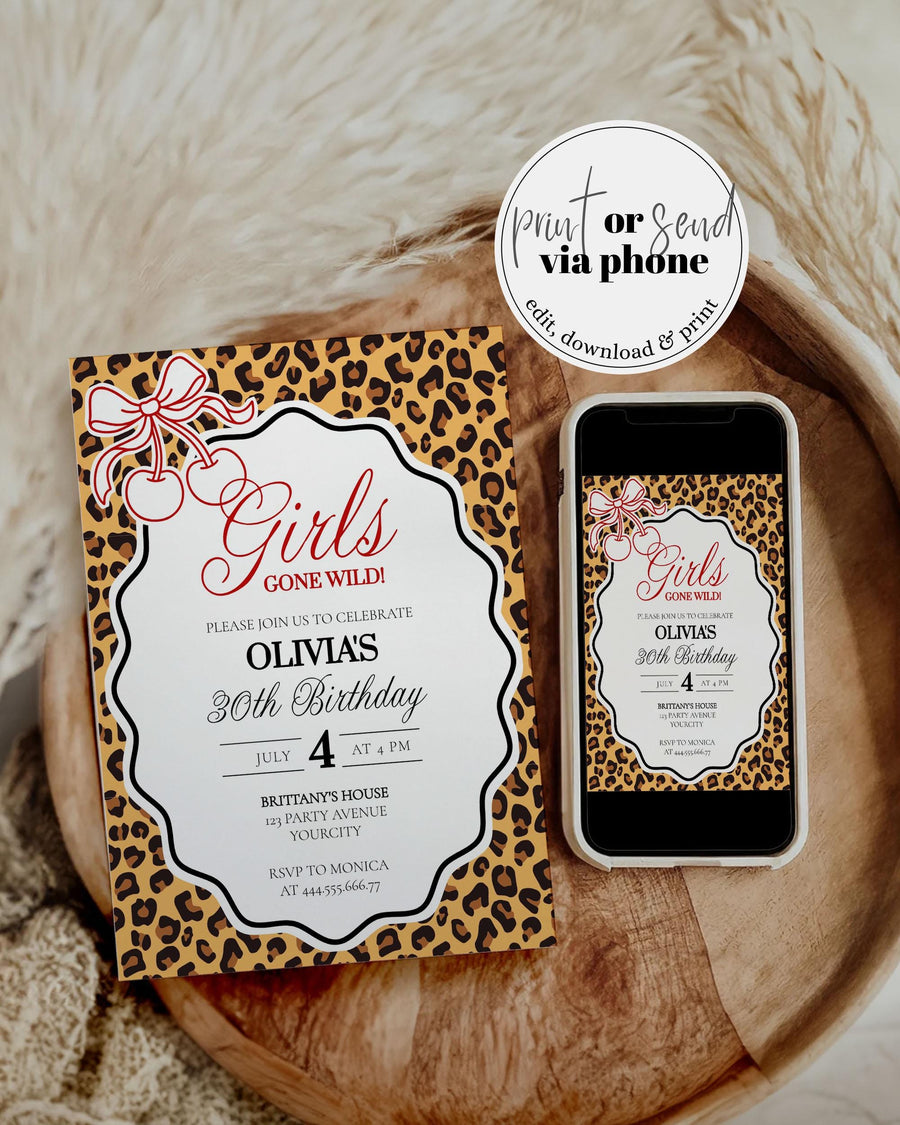 Girls Gone Wild Birthday Invitation, Party Animals Cheetah 30th Template 090CH-BINV - marryful.org