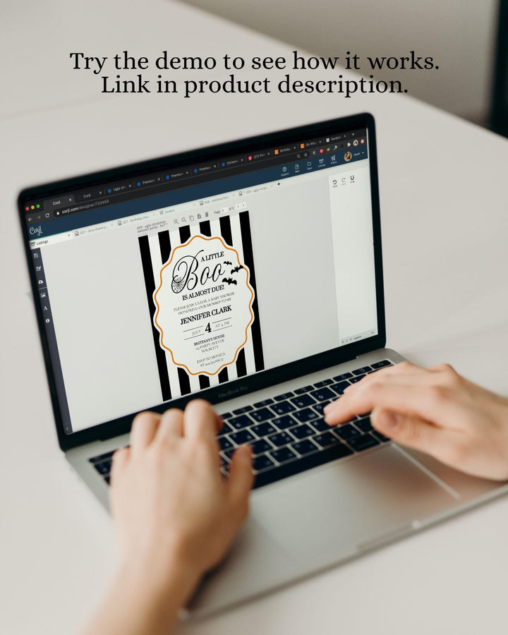 Little Boo is Almost Due Baby Shower Invite Suite for Halloween Boo Printable Baby Shower Invitation Template Bat Spider Printable #072 - TheLovebirdsDesign