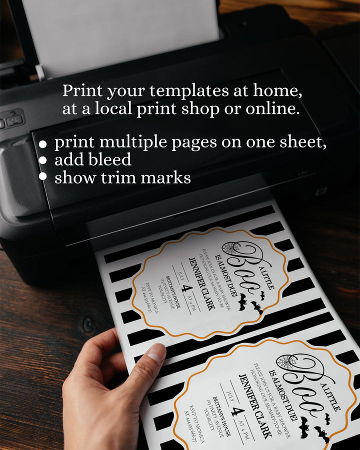 Little Boo is Almost Due Baby Shower Invitation Halloween Boo Printable Baby Shower Invite Template Modern Elegant Bat Spider Printable #072 - TheLovebirdsDesign