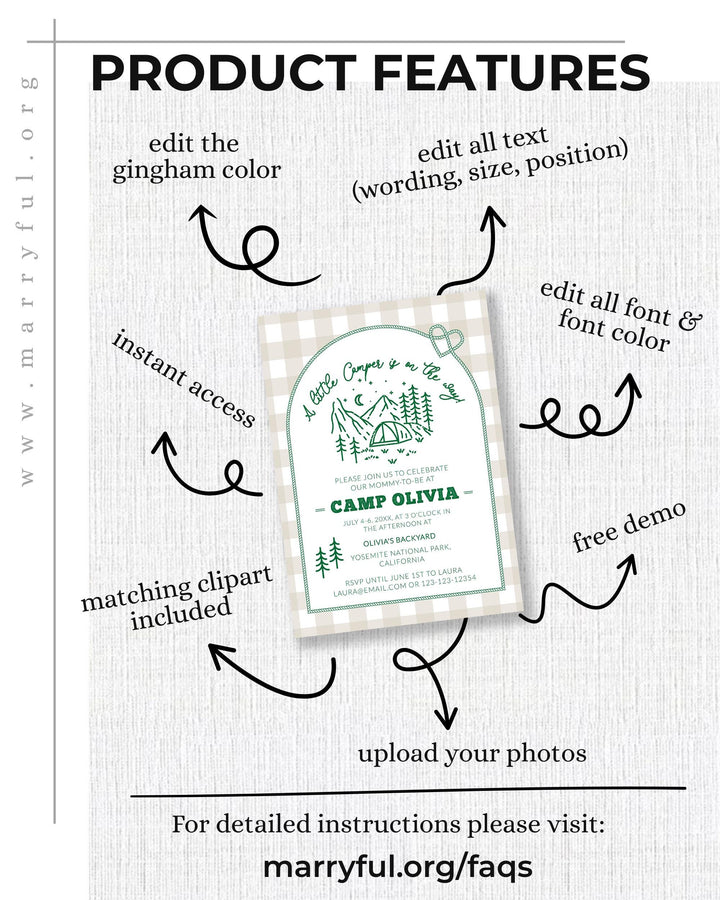 Camping Baby Shower Invitation Suite Little Camper on the Way Baby Shower Invite for Boy Camp Themed Party Invite for Bonfire Adventure #072 - TheLovebirdsDesign