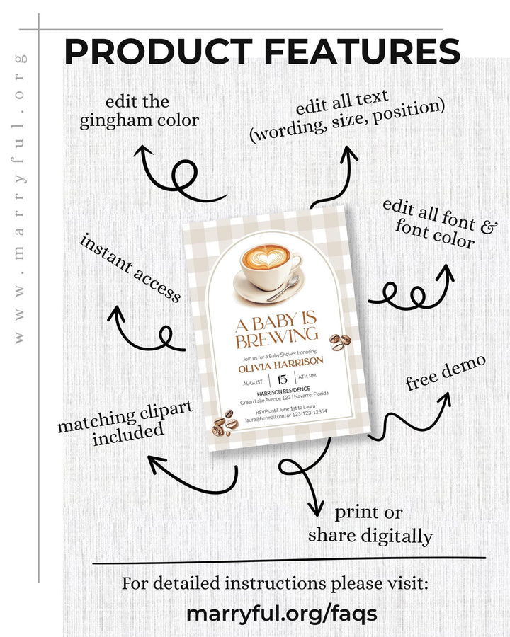 Gender Neutral Coffee Bean Baby Shower Bundle A Baby is Brewing Party Invitation and Decor Cafe Bebe Baby Sprinkle Printable Templates #068 - TheLovebirdsDesign