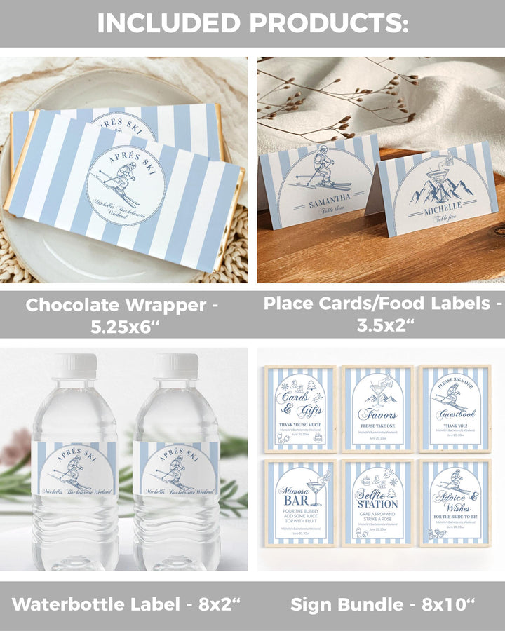 Winter Apres Ski Bachelorette Party Bundle Editable Mountain Hen Do Itinerary Signs and Decor Templates Winter Ski Party Invite Bundle #072 - TheLovebirdsDesign