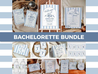 Winter Apres Ski Bachelorette Party Bundle Editable Mountain Hen Do Itinerary Signs and Decor Templates Winter Ski Party Invite Bundle #072 - TheLovebirdsDesign
