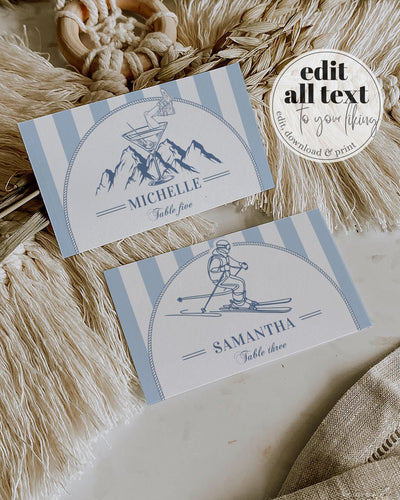 Après Ski Place Card Template, Winter Mountain Ski Party Food Label Printable #072 - marryful.org