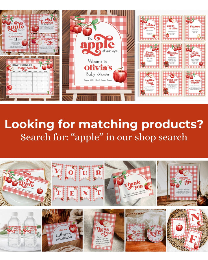 Apple of our Eye Bridal Shower Invitation Appley Ever After Bridal Shower Invite Gingham Apple Bridal Shower Printable Party Template #068 - TheLovebirdsDesign