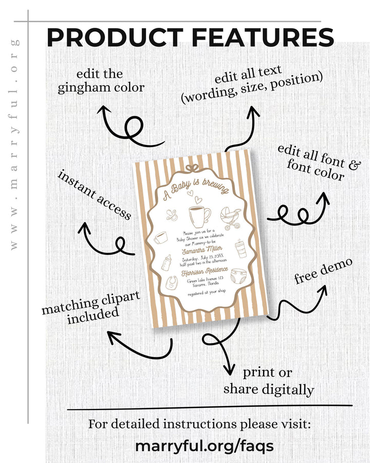 Coffee Bean Guess Babys Arrival Game Signs Cafe Bébé French Bakery Shower Decor Sign for Baby is Brewing Brunch Party Template #070 - TheLovebirdsDesign