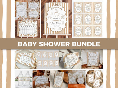 Coffee Bean Baby Shower Bundle, Baby Is Brewing Invitation Café Bébé Party Templates 089CO-BSBUNDLE - marryful.org