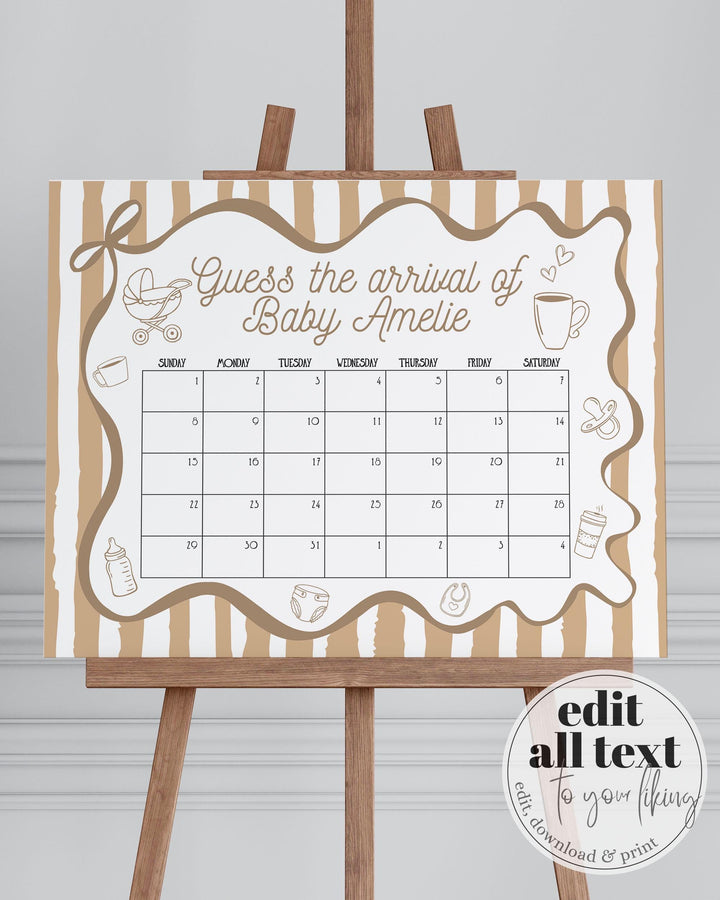 Coffee Bean Guess Babys Arrival Game Signs Cafe Bébé French Bakery Shower Decor Sign for Baby is Brewing Brunch Party Template #070 - TheLovebirdsDesign