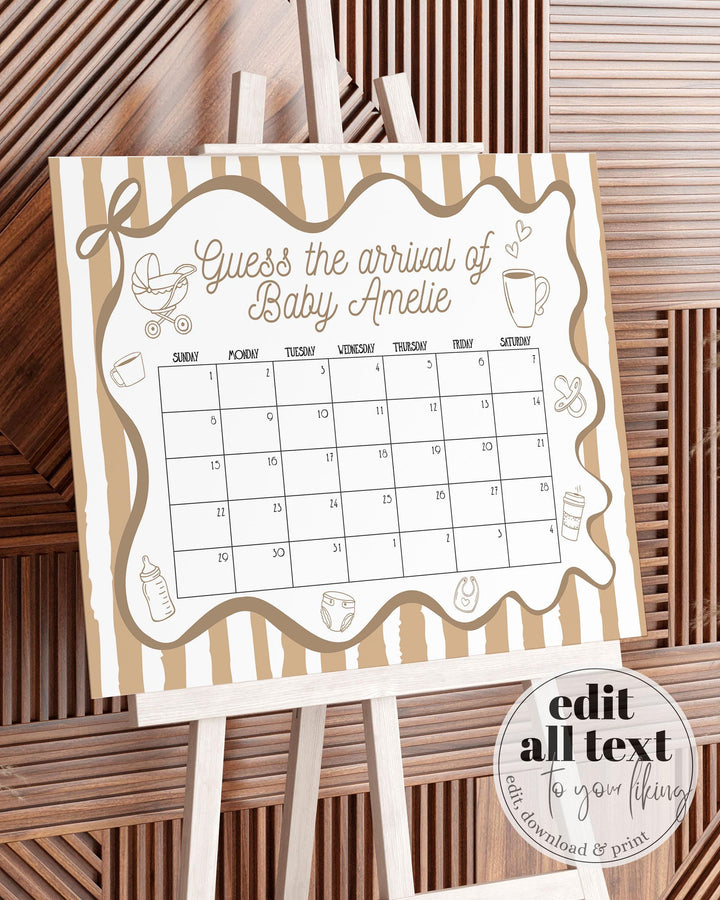 Coffee Bean Guess Babys Arrival Game Signs Cafe Bébé French Bakery Shower Decor Sign for Baby is Brewing Brunch Party Template #070 - TheLovebirdsDesign
