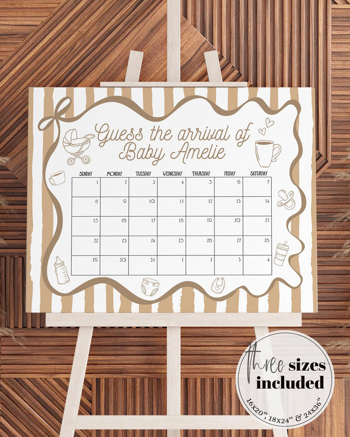 Coffee Bean Guess Babys Arrival Game Signs Cafe Bébé French Bakery Shower Decor Sign for Baby is Brewing Brunch Party Template #070 - TheLovebirdsDesign