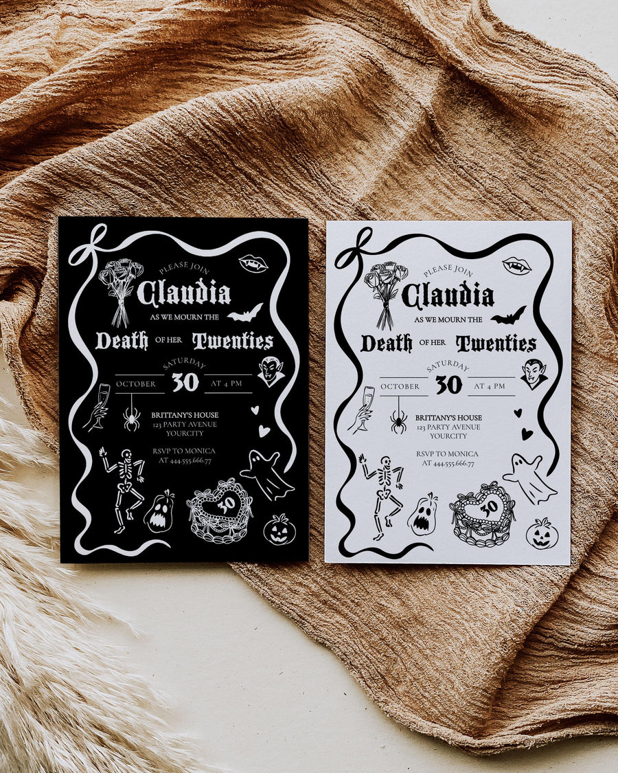 Death to My 20s Birthday Invitation, Funeral for My Youth 30th Party Template