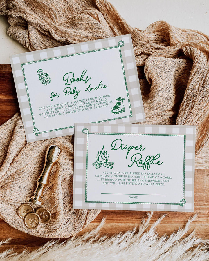 Camping Baby Shower Invitation Suite Little Camper on the Way Baby Shower Invite for Boy Camp Themed Party Invite for Bonfire Adventure #072 - TheLovebirdsDesign