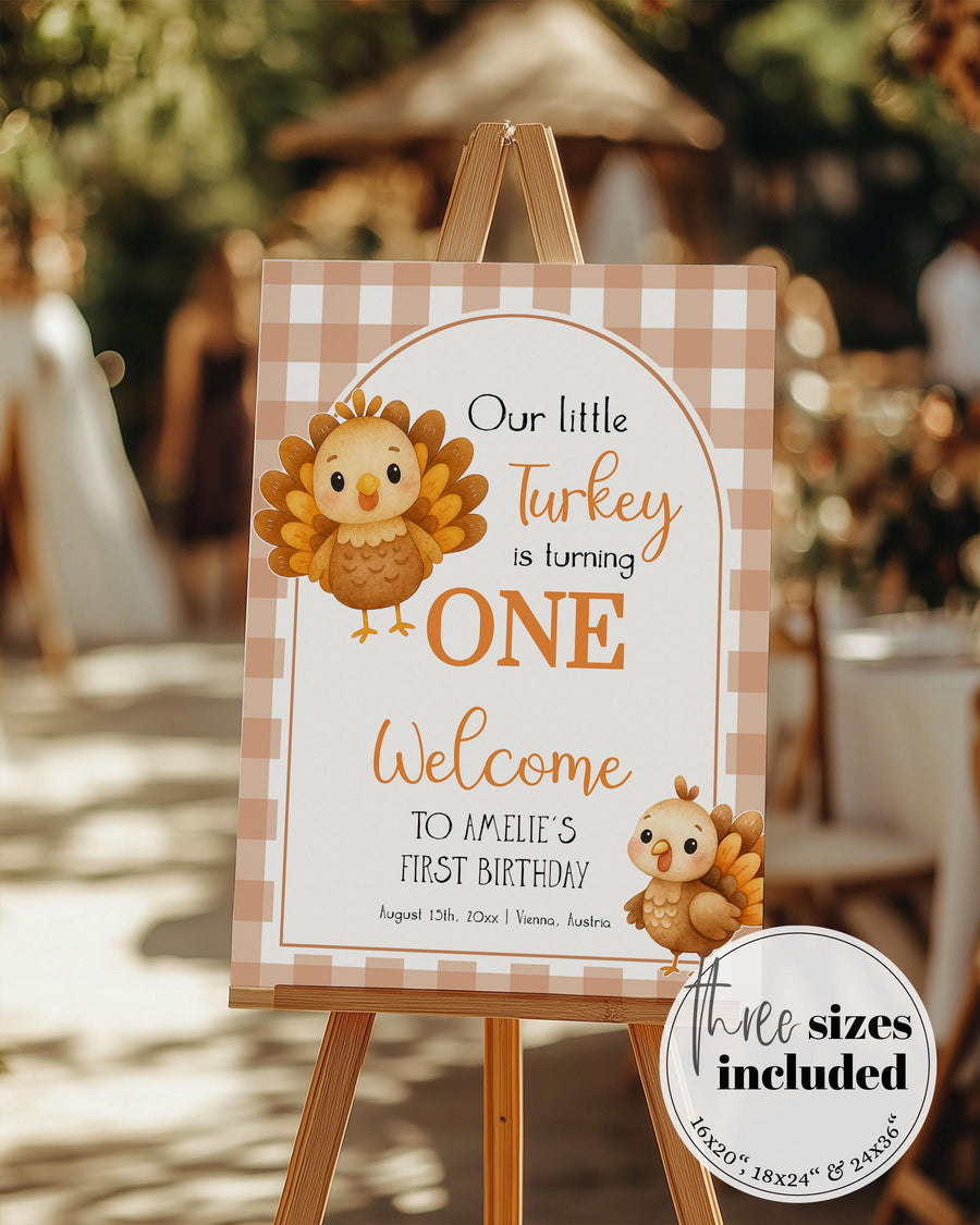 Little Turkey Thanksgiving Welcome Sign Template, Fall Party Decor Digital Download 009TU-WLCM - marryful.org