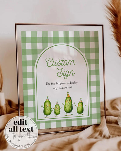 ONE Big Dill Pickle Custom Sign First Birthday Gender Neutral Party Decor Printable 012PI-CUSI - marryful.org