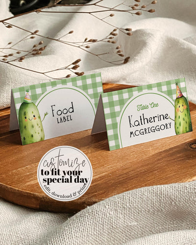 ONE Big Dill Pickle Place Cards First Birthday Food Labels Gender Neutral Party 012PI-PLCA - marryful.org