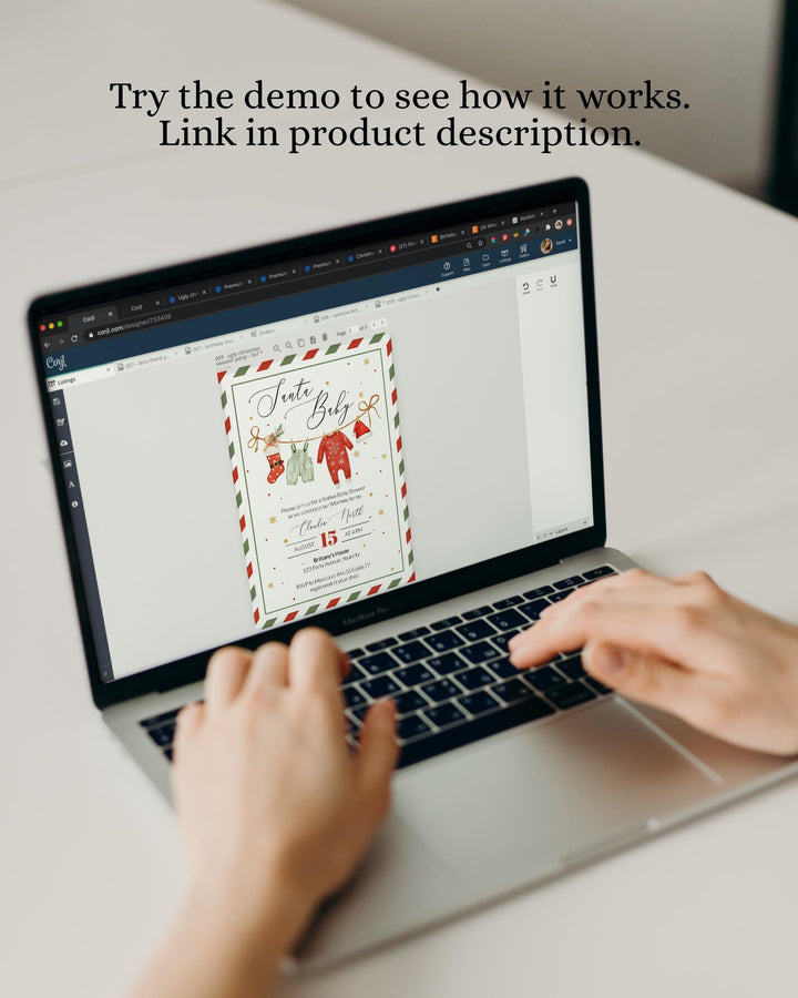 Christmas Baby Shower Favor Tag Template, Santa Baby Holiday Label Sticker Cupcake Topper #072 - TheLovebirdsDesign