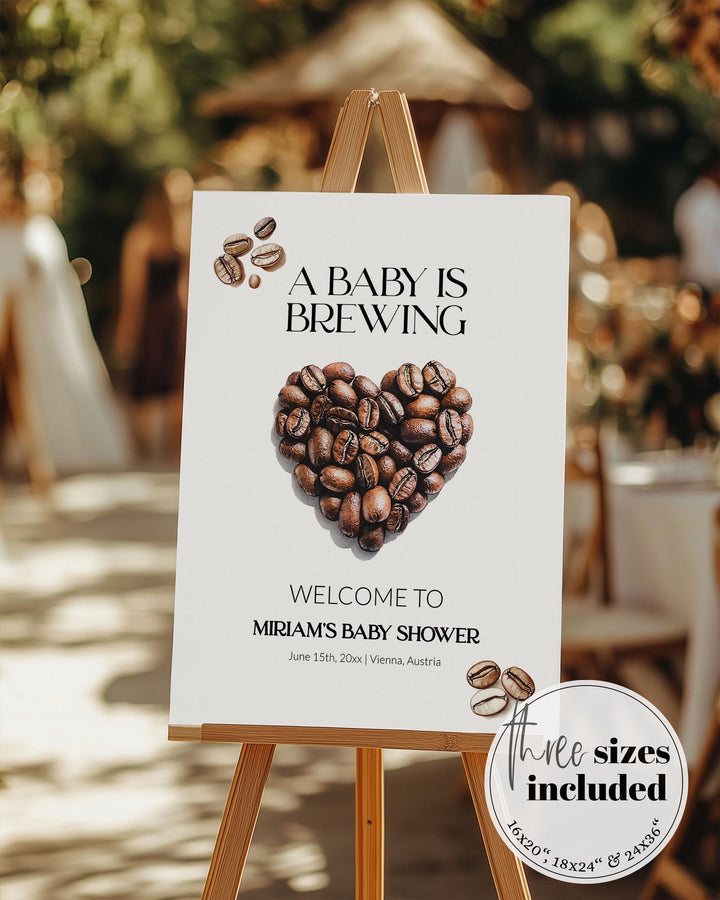 Coffee Bean Baby Shower Welcome Sign Gender Neutral a Baby is Brewing Party Decorations Cafe Bebe Baby Sprinkle Printable Template #072 - TheLovebirdsDesign