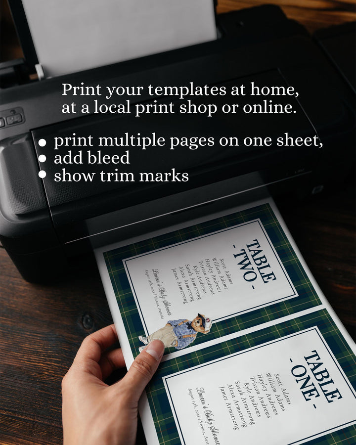 Polo Teddy Seating Chart Cards for Vintage Classic Luxury Baby Shower Table Number Templates Elegant Baby Shower Decoration for Boys #068 - TheLovebirdsDesign