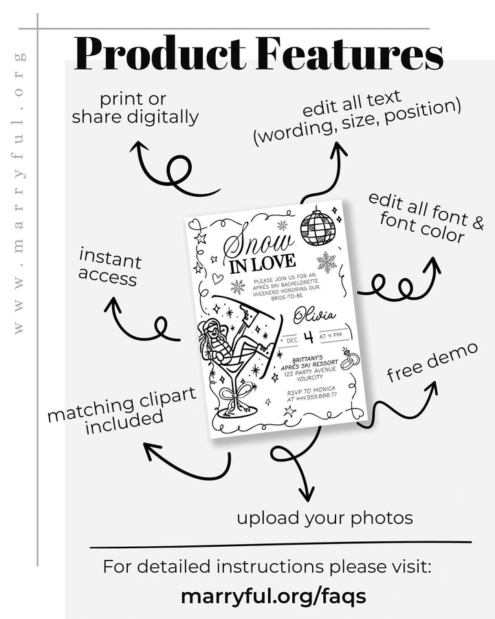 Apres Ski Bachelorette Itinerary Template Snow in Love Winter Bach Party in the Mountain Ski Ressort #070 - TheLovebirdsDesign