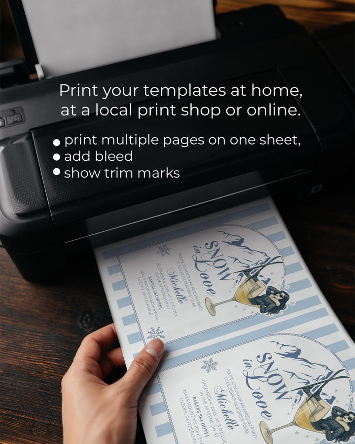 Winter Snow in Love Bridal Shower Invitation Template Downloadable Apres Ski Invite for Bridal Party in the Mountains #072 - TheLovebirdsDesign