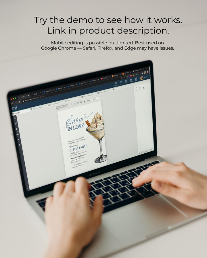 Winter Bridal Shower Invitation Template Aprés Ski Martini Cocktail for a Winter Snow in Love Bridal Shower in December #072 - TheLovebirdsDesign