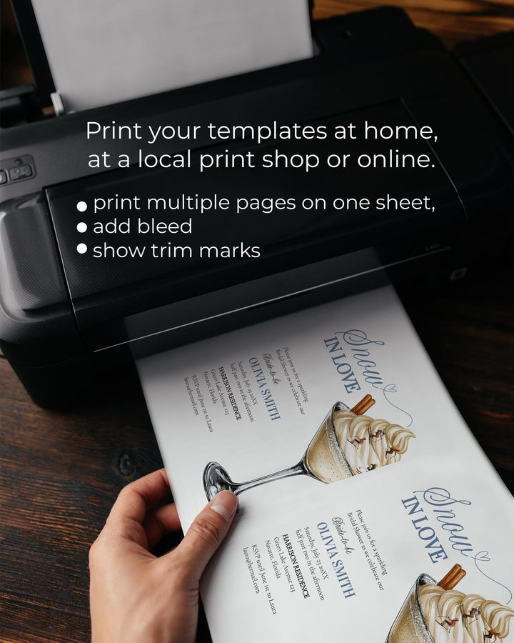 Winter Bridal Shower Invitation Template Aprés Ski Martini Cocktail for a Winter Snow in Love Bridal Shower in December #072 - TheLovebirdsDesign