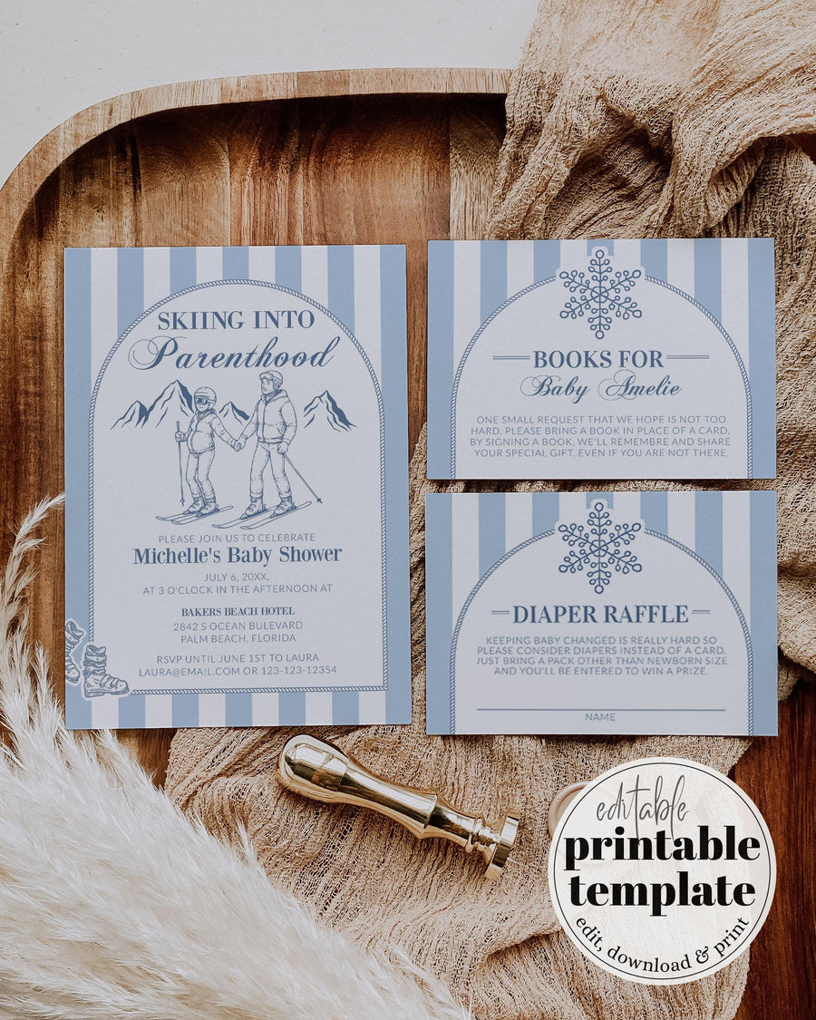 Après Ski Baby Shower Invitation Template, Skiing Into Parenthood Winter Sprinkle Suite #072 - marryful.org