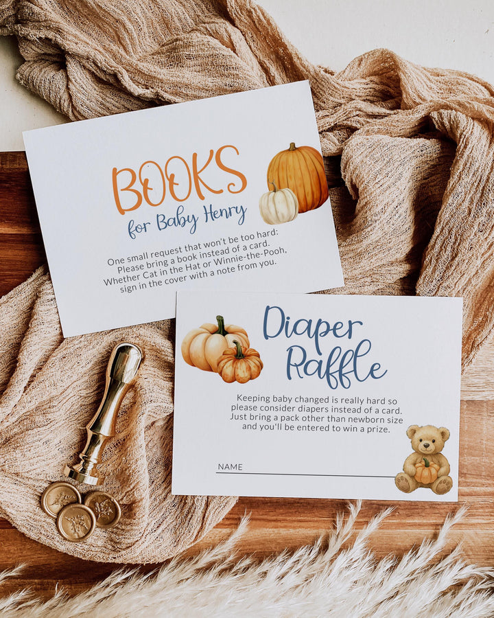 Fall Pumpkin Bear Baby Shower Invitation for Boys on a Truck – Thanksgiving Baby Shower Invite Template Teddy Bear Theme #068pu - TheLovebirdsDesign