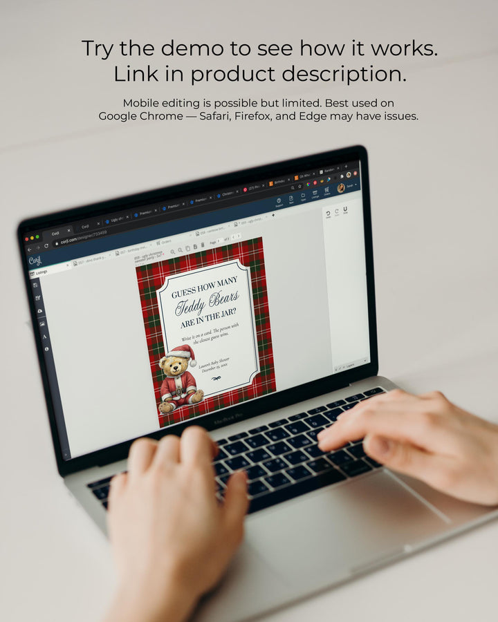 Christmas Teddy Bear Baby Shower Game: Guessing Game Template (Digital Download) #068ch - TheLovebirdsDesign
