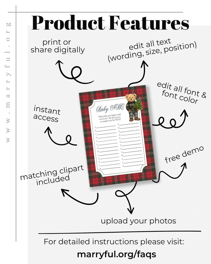 Christmas Teddy Bear Baby Shower Games Bundle: Red & Green Winter Theme (Digital Download) #068ch - TheLovebirdsDesign