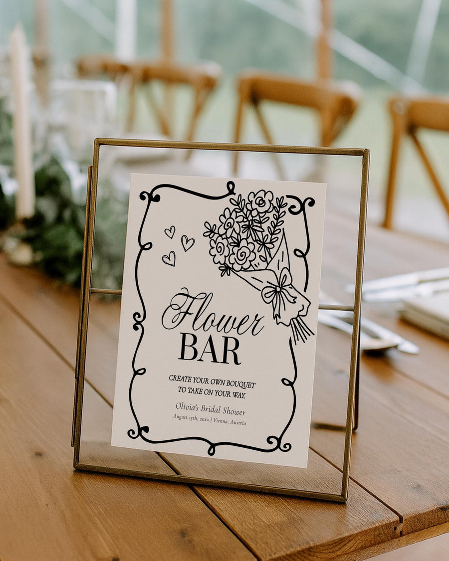 Black Farmers Market Flower Bar Sign Template Whimsical Editable Printable Instant Download Vintage Handwritten Floral #070 - marryful.org