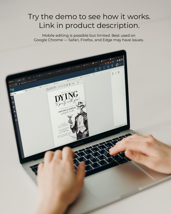 Vintage Gothic Halloween Welcome Sign, Elegant Skeleton Party Entrance Decor, Editable Template #072 - TheLovebirdsDesign