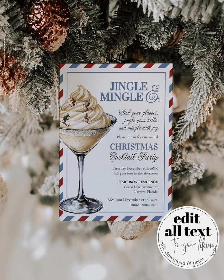 Apres Ski Martini Christmas Party Invitation Template (Digital Download) #072 - TheLovebirdsDesign