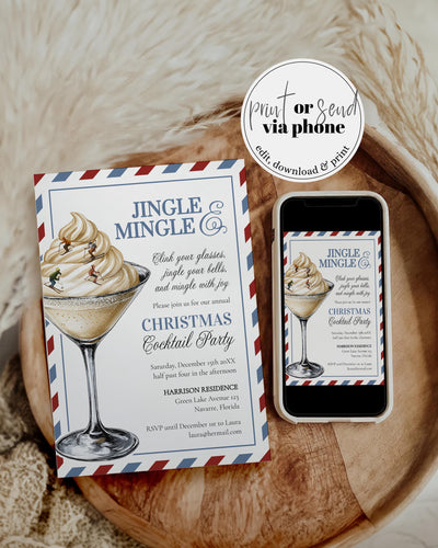 Après Ski Martini Christmas Party Invitation Template, Holiday Cocktail Theme #072 - TheLovebirdsDesign