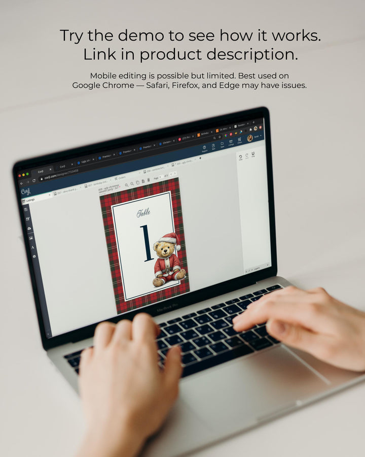 Christmas Teddy Bear Table Numbers Template for Vintage Heritage Baby Shower Decor in Winter #068ch - TheLovebirdsDesign