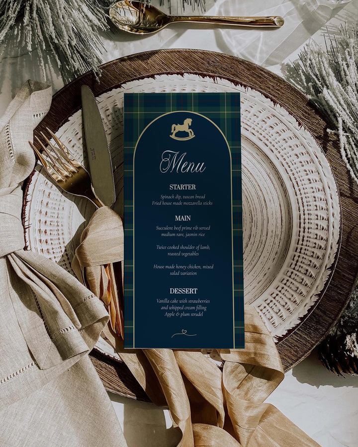 Polo Rocking Horse Menu Card Template, Vintage Equestrian Table Menu Printable #068rl - TheLovebirdsDesign
