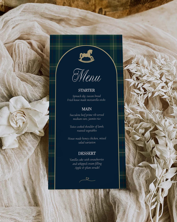 Polo Rocking Horse Menu Card Template, Vintage Equestrian Table Menu Printable #068rl - TheLovebirdsDesign