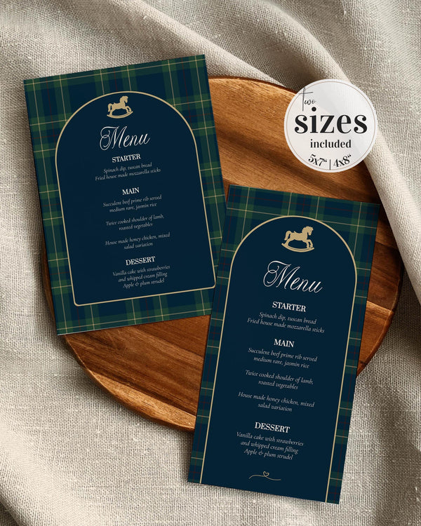 Polo Rocking Horse Menu Card Template, Vintage Equestrian Table Menu Printable #068rl - TheLovebirdsDesign