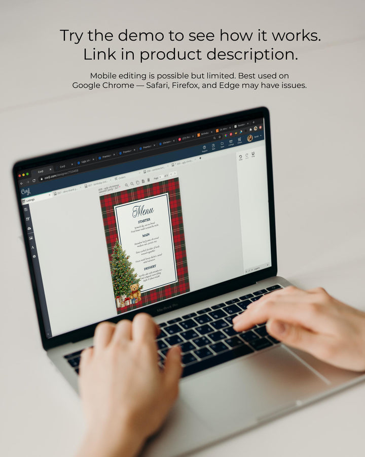 Christmas Bear Baby Shower Menu Template: Vintage Teddy Bear (Digital Download) #068ch - TheLovebirdsDesign